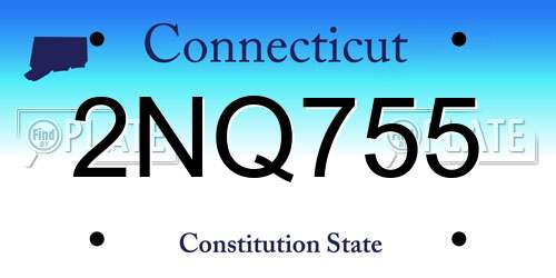 2NQ755 Connecticut License Plate