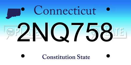 2NQ758 Connecticut License Plate