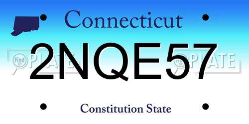 2NQE57 Connecticut License Plate