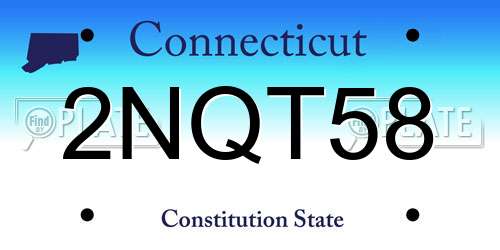 2NQT58 Connecticut License Plate
