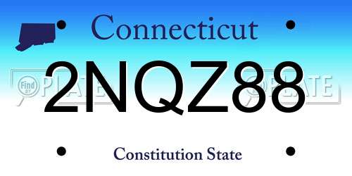 2NQZ88 Connecticut License Plate