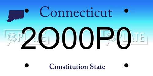 2O00P0 Connecticut License Plate