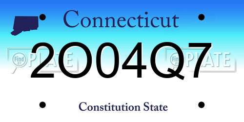 2O04Q7 Connecticut License Plate