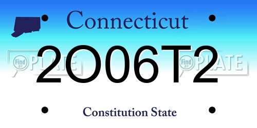 2O06T2 Connecticut License Plate