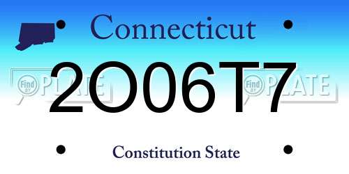 2O06T7 Connecticut License Plate