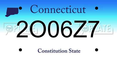 2O06Z7 Connecticut License Plate