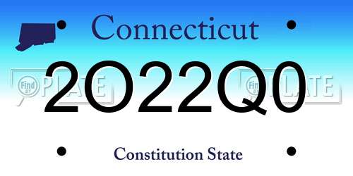 2O22Q0 Connecticut License Plate