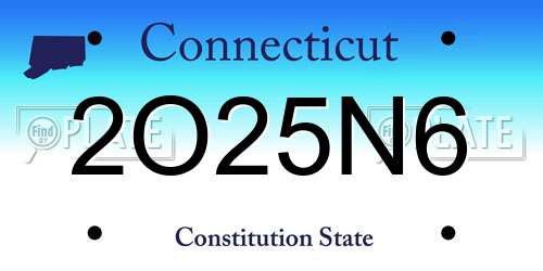 2O25N6 Connecticut License Plate