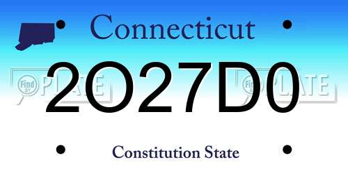 2O27D0 Connecticut License Plate
