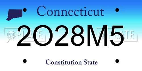 2O28M5 Connecticut License Plate