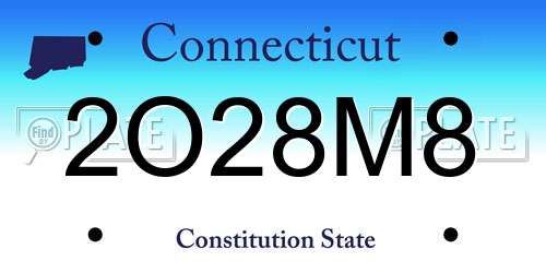 2O28M8 Connecticut License Plate