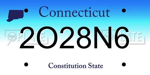 2O28N6 Connecticut License Plate