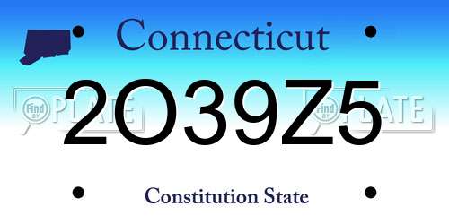 2O39Z5 Connecticut License Plate