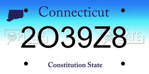 2O39Z8 Connecticut License Plate