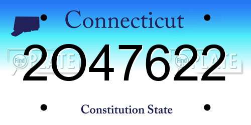 2O47622 Connecticut License Plate