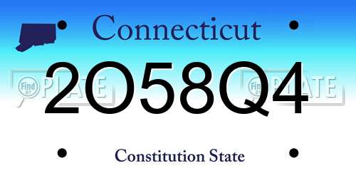 2O58Q4 Connecticut License Plate