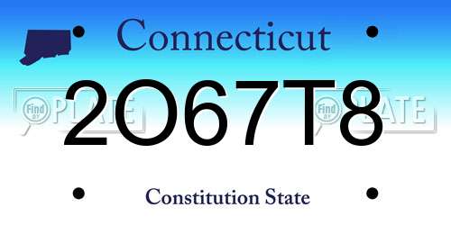 2O67T8 Connecticut License Plate