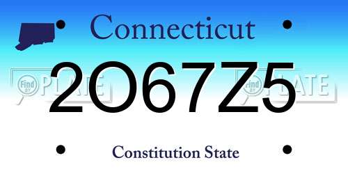 2O67Z5 Connecticut License Plate