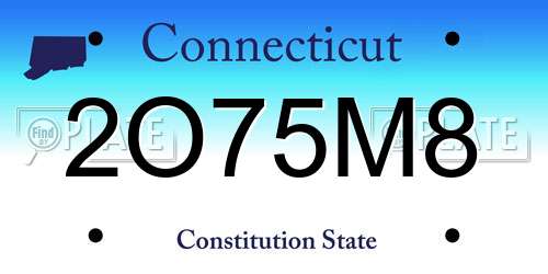 2O75M8 Connecticut License Plate