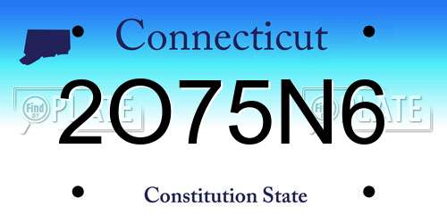 2O75N6 Connecticut License Plate