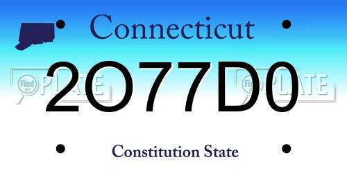 2O77D0 Connecticut License Plate