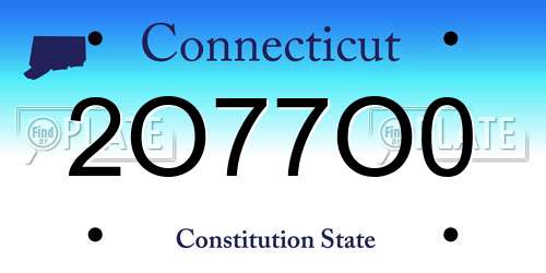 2O77O0 Connecticut License Plate