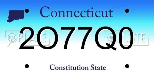 2O77Q0 Connecticut License Plate
