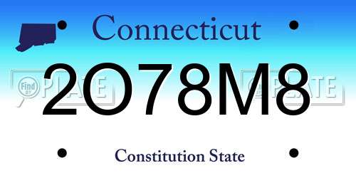 2O78M8 Connecticut License Plate