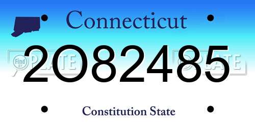 2O82485 Connecticut License Plate