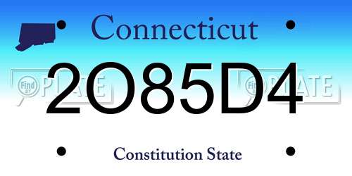 2O85D4 Connecticut License Plate