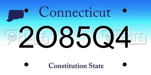 2O85Q4 Connecticut License Plate