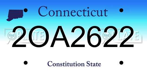 2OA2622 Connecticut License Plate