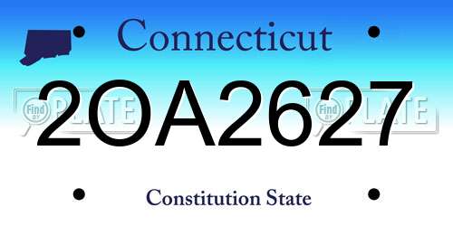 2OA2627 Connecticut License Plate