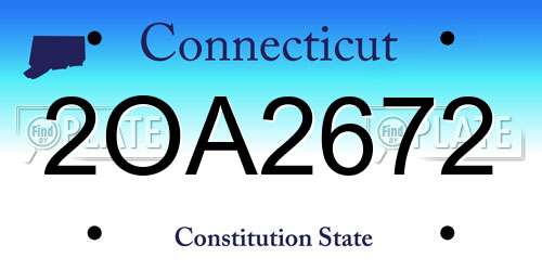 2OA2672 Connecticut License Plate