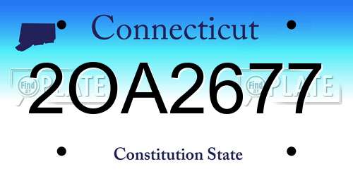 2OA2677 Connecticut License Plate