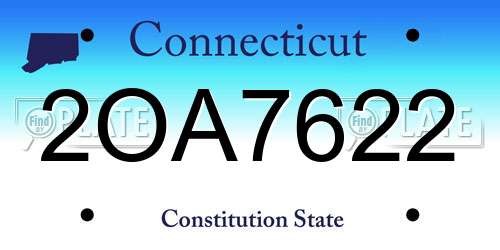2OA7622 Connecticut License Plate