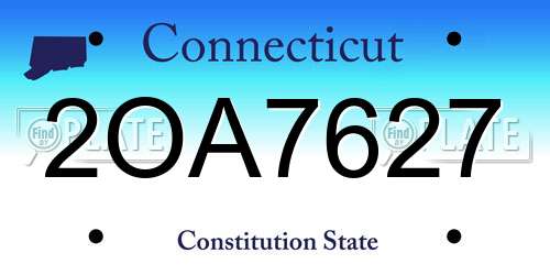 2OA7627 Connecticut License Plate