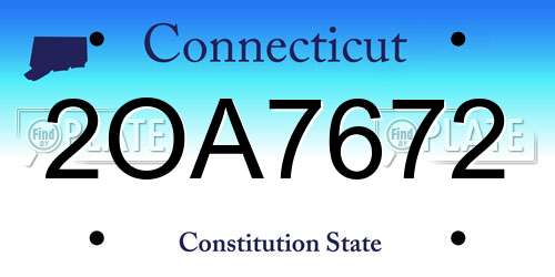 2OA7672 Connecticut License Plate