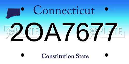 2OA7677 Connecticut License Plate
