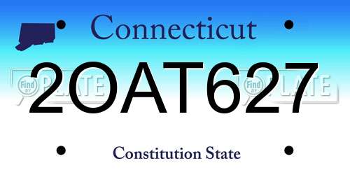 2OAT627 Connecticut License Plate