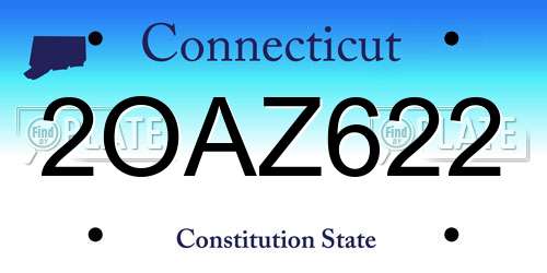 2OAZ622 Connecticut License Plate