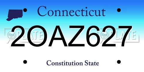 2OAZ627 Connecticut License Plate