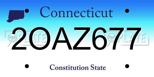 2OAZ677 Connecticut License Plate