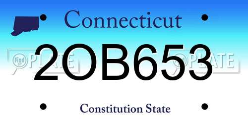 2OB653 Connecticut License Plate