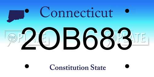 2OB683 Connecticut License Plate