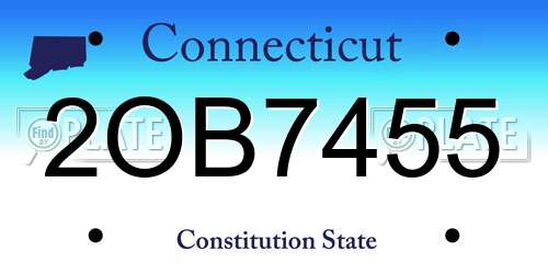 2OB7455 Connecticut License Plate