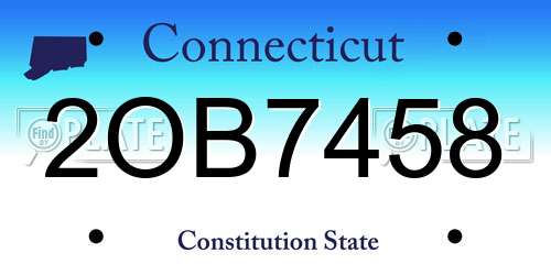 2OB7458 Connecticut License Plate