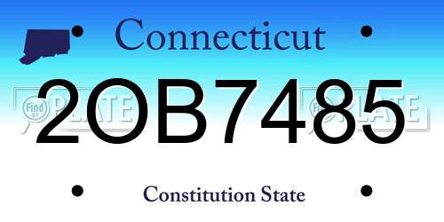 2OB7485 Connecticut License Plate