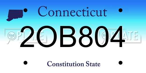 2OB804 Connecticut License Plate