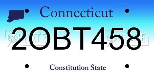 2OBT458 Connecticut License Plate